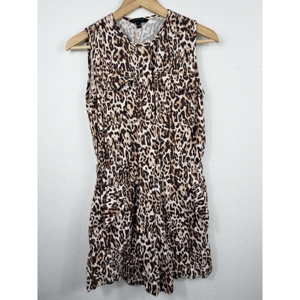 Banana Republic Leopard Print Romper Womens 2 Sleeveless Utility Shorts